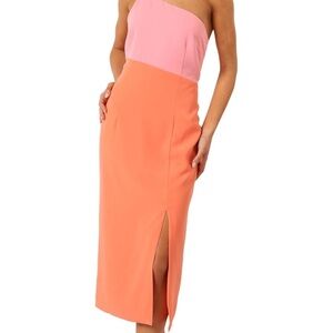 Petal & Pup Xiomar Pink and Orange One-Shoulder Dress